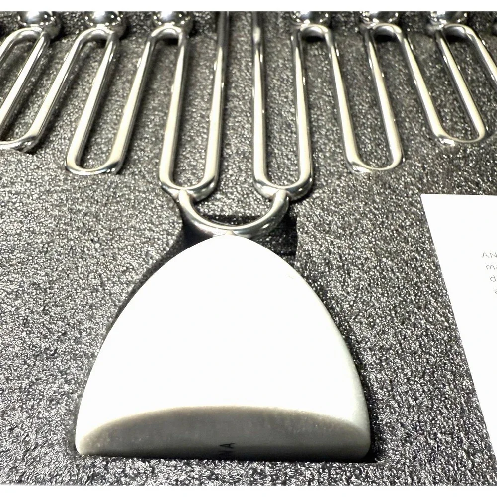 ANNA New York Coluna Silver & Carrara Marble Menorah Modern Hanukkah Holder